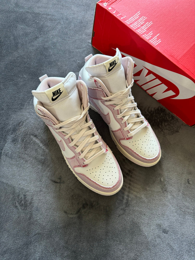 (43) Nike Dunk Hi 1985 Barely Rose Denim Shoes