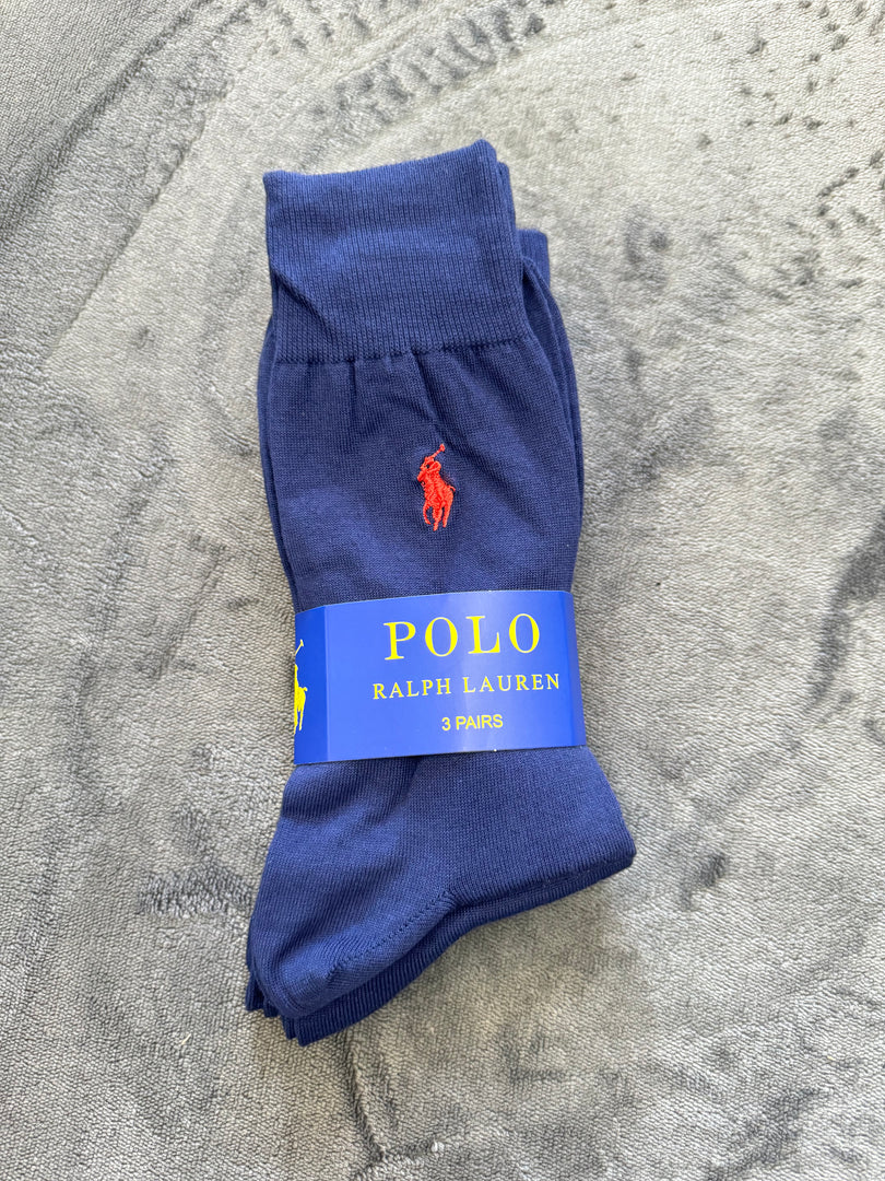 (41-46) Ralph Lauren 3 Pair Assorted Crew Socks