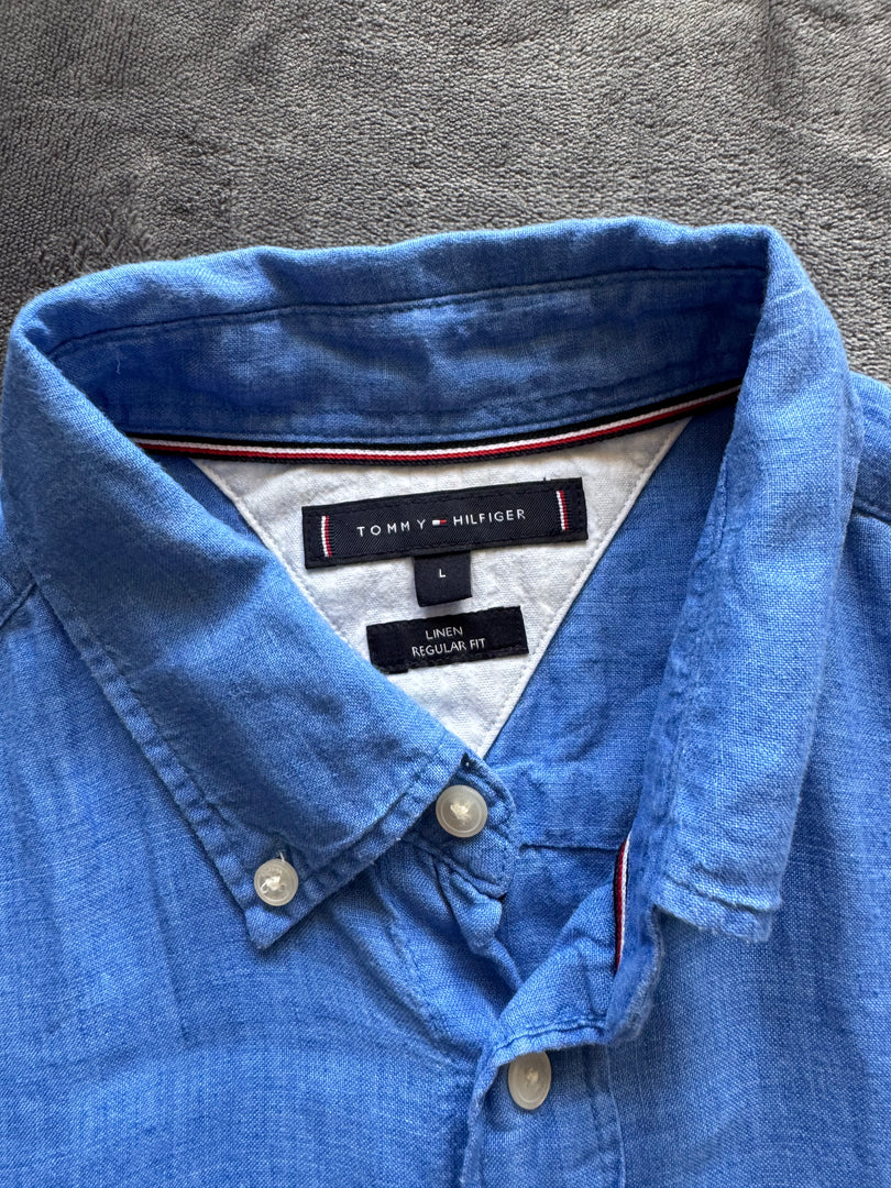 (100% лен) (L) Tommy Hilfiger мъжка ленена риза