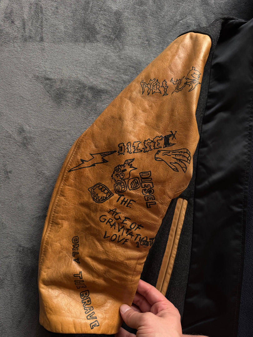 (M) Diesel мъжко колежанско яке от вълна и ест.кожа