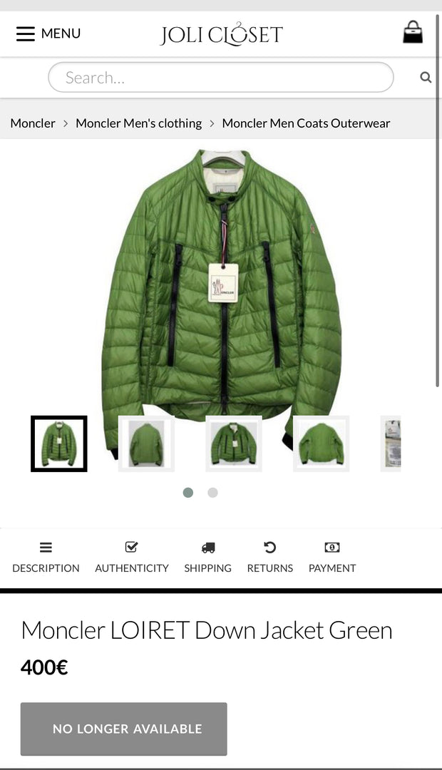 (S) Authentic Moncler Loiret Guibbotto мъжко тънко яке с пълнеж от гъши пух