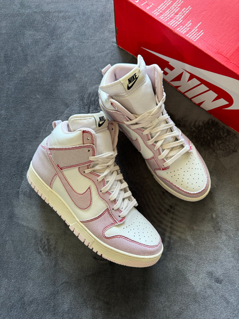 (43) Nike Dunk Hi 1985 Barely Rose Denim Shoes