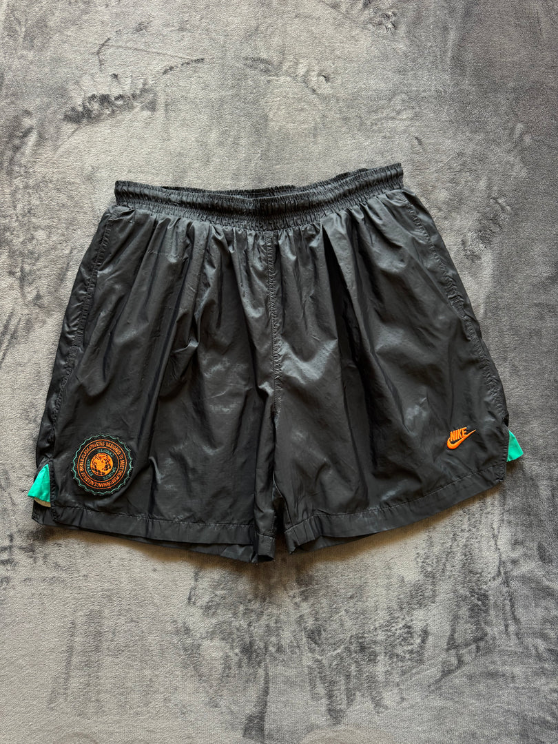 (ЗАБЕЛЕЖКА) (XL) Nike International мъжки винтидж шорти от 90те (потъмнял бандаж)