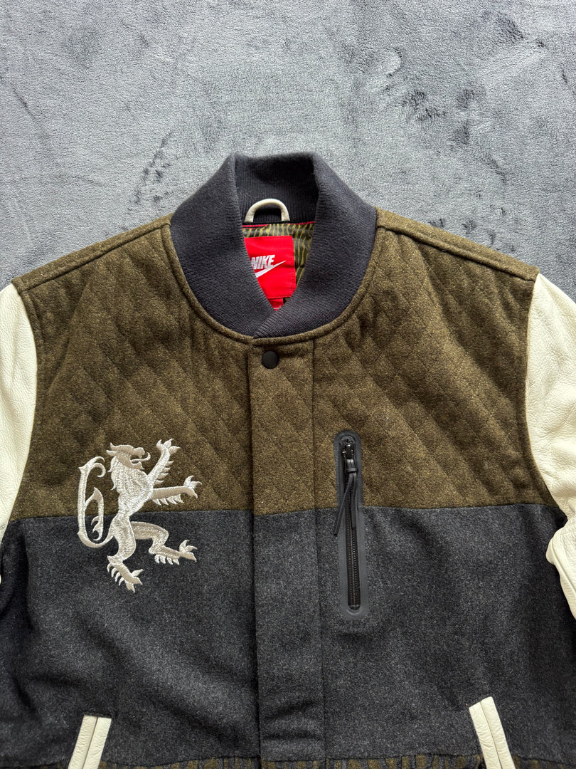 (L) Nike LeBron Destroyer Varsity Leather Safari Olive Jacket