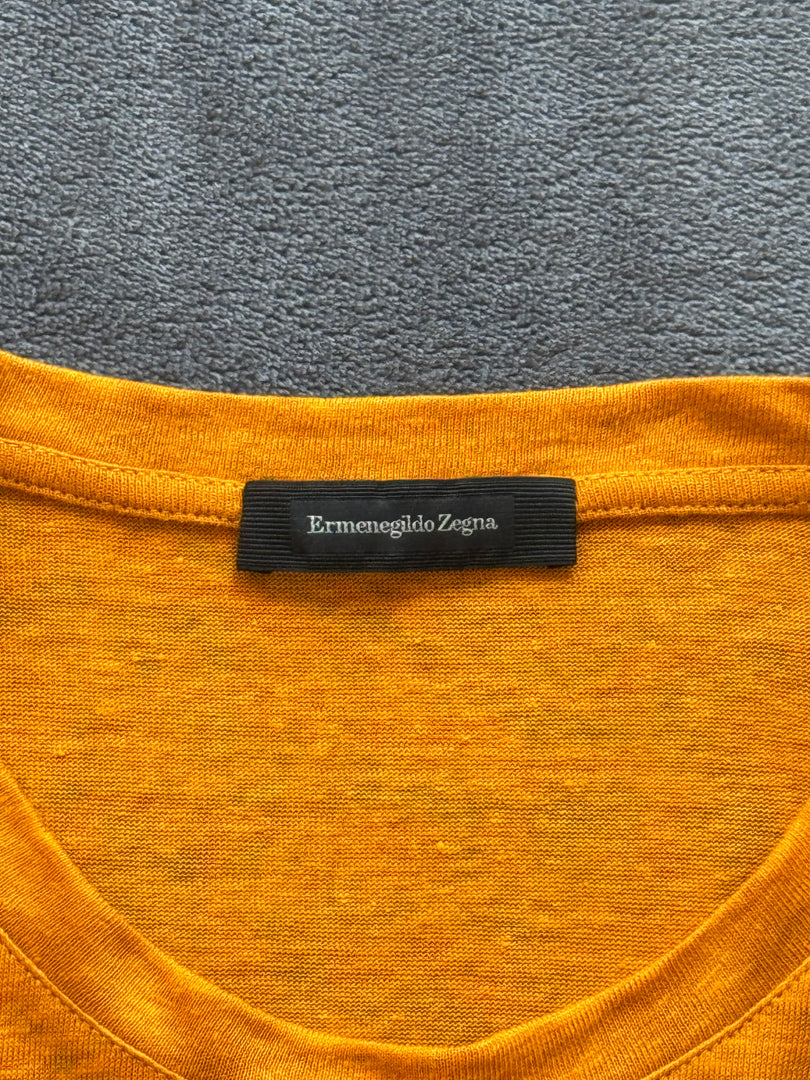 (L) Ermenegildo Zegna 100% Linen T-Shirt (това е висша мода 100% лен уникална)