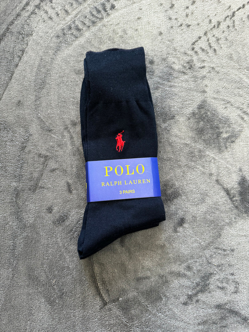 (41-46) Ralph Lauren 3 Pair Assorted Crew Socks