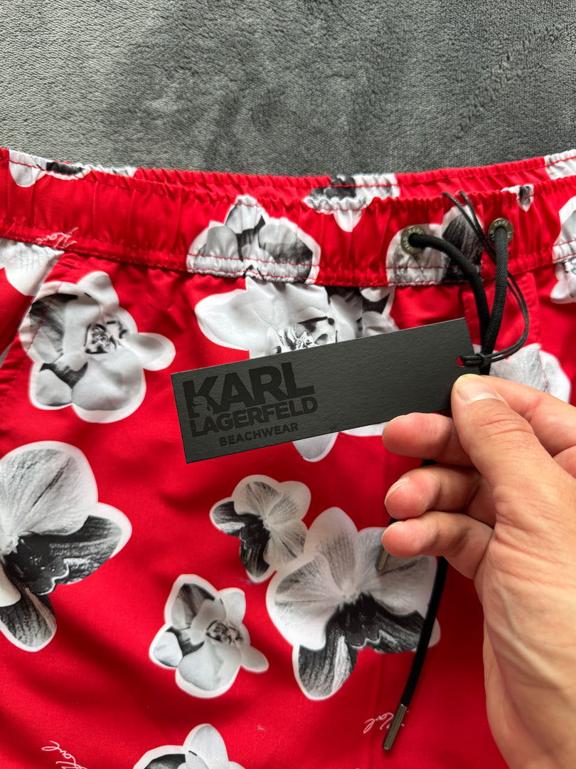 (НОВО) (S/M/L/XL) Karl Lagerfeld Orchid мъжки плувни шорти (KL20MBM12 код на артикула)
