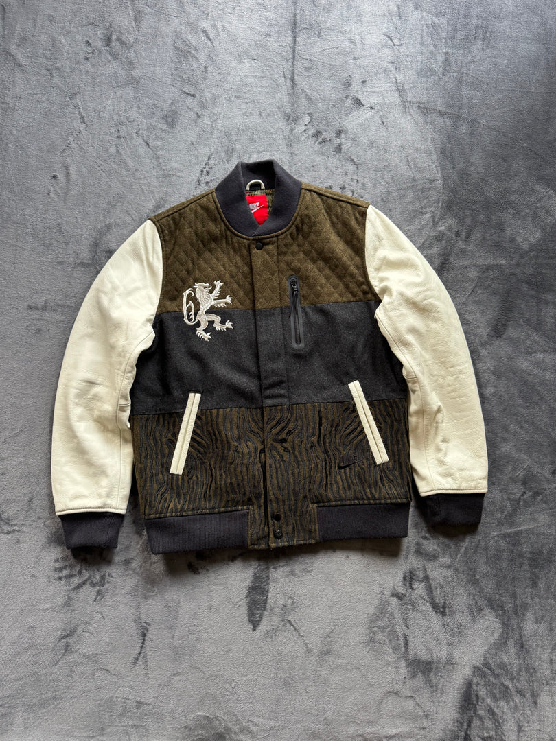 (L) Nike LeBron Destroyer Varsity Leather Safari Olive Jacket