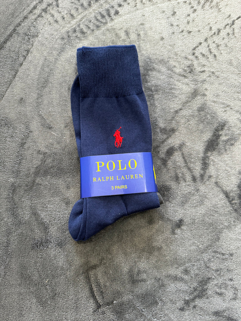 (41-46) Ralph Lauren 3 Pair Assorted Crew Socks