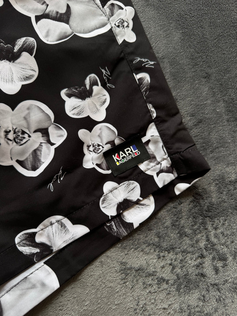 (НОВО) (S/M) Karl Lagerfeld Orchid мъжки плувни шорти (KL20MBM12 код на артикула)