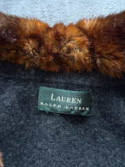 (ДАМСКО) (M) Ralph Lauren дамски кардиган с яка от кафяв косъм