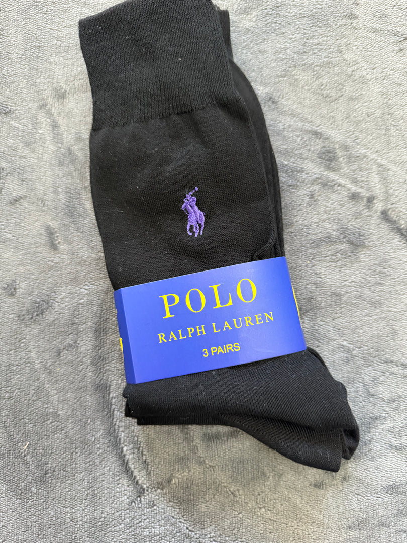 (41-46) Ralph Lauren 3 Pair Assorted Crew Socks