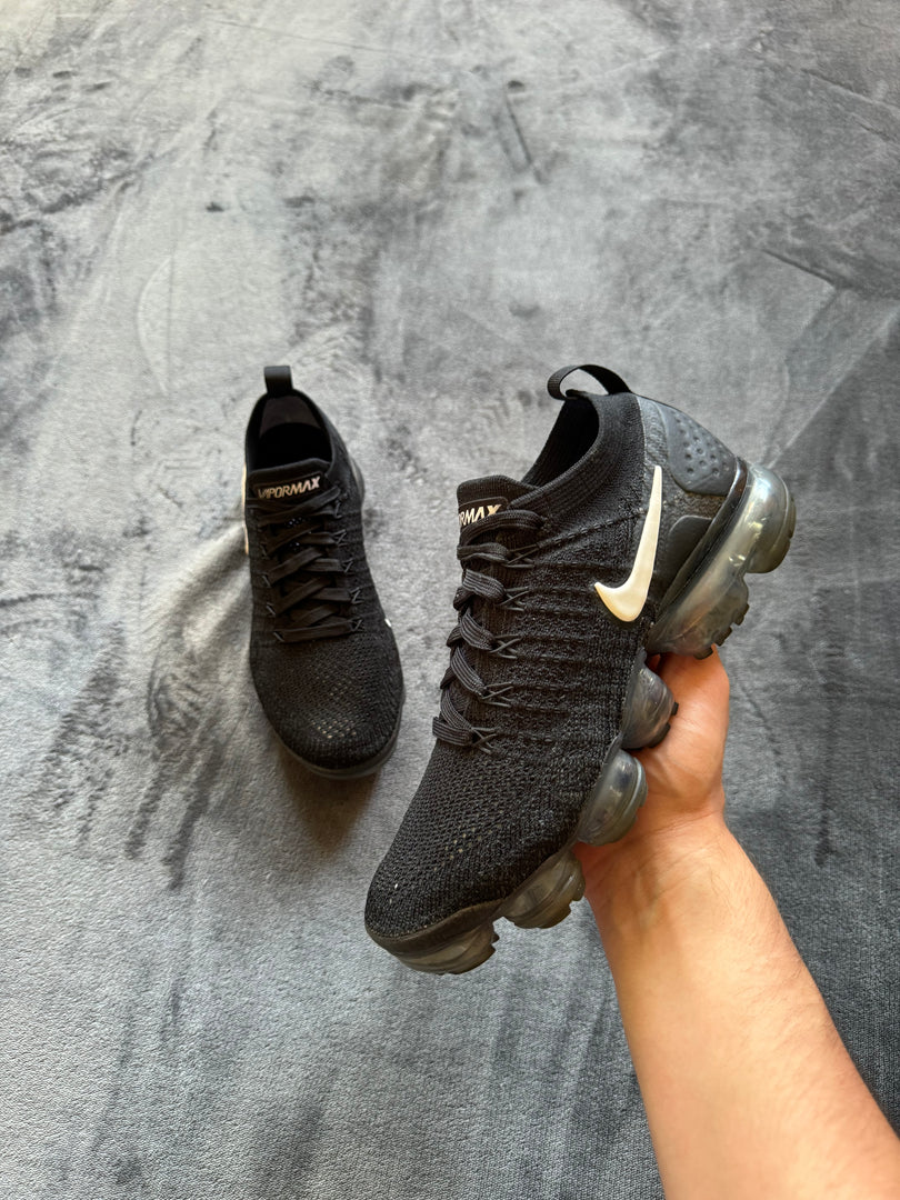 (38.5) Nike VaporMax 2 FlyKnit Black White Shoes